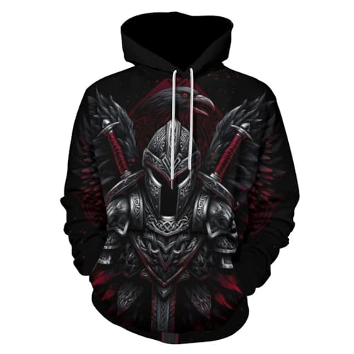 GLUDEAR Mens 3D Norse Mythology Viking Tattoo Print Hoodie Vikings