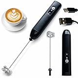 Espumador de leche, USB Recargable batidor de leche electrico, Tres velocidades, Mini Espumador de Mano con Doble Resorte, Batidor de Leche Potente para Cappuccino, Latte, Huevos y Crema
