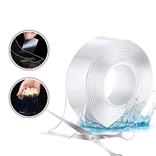 Multipurpose Double Sided Tape Nano Reusable Tape Washable Traceless Transparent Adhesive Tape Removable Sticky Strips for Paste Photos, Fixed Carpet Mats, Paste Items etc (9.84FT x 1.18in x 0.08in)