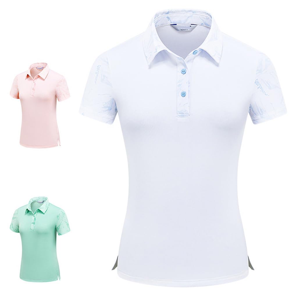LANGWEI Polo da Golf da Donna T-Shirt Estiva Leggera E Traspirante A Maniche Corte Stampata Ad Asciugatura Rapida