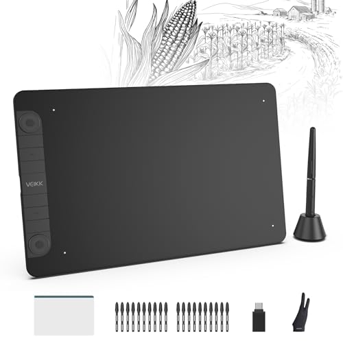 VEIKK VK1060PRO V2 Large 10 x 6 Inch Drawing Tablet with 2 Scroll Wheels, 6 Express Keys, P05 Battery-Free Stylus (8192 Levels Pressure), Compatible with Android/Windows/Mac/Linux OS
