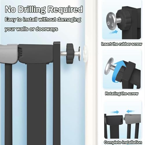 SHYUJAJIE 51 Inch Extra Tall Baby Gate Auto Close Cat Gate Adjustable 29.92\"-43\" Wide Pressure Mounted Pet Gate for Doorways,Stairs, House (Black, 51.18 inch)