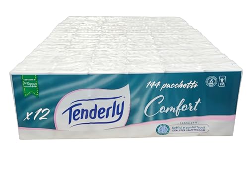 I fazzoletti Tenderly Comfort, soffici e confortevoli, sono ideali per i raffreddori, grazie alla straordinaria resistenza della carta. La composizione della carta è stata studiata per offrirti comfort e al contempo sollievo, durante il suo utilizzo. Dermatologicamente testati, sono prodotti con carta certificata FSC Mix ed il loro imballo è totalmente riciclabile nella raccolta della plastica. Per maggiori informazioni consulta le disposizioni del tuo comune di residenza in materia di raccolta differenziata.