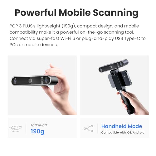 revopoint pop3 plus 3d scanner for 3d printing handheld 3d printer scanner 004mm precision full-color scan for medium object support for androidioswinmacos advanced