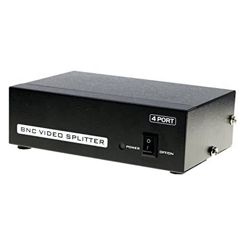 Optimal Shop 4 Ports BNC Video Splitter 1 In 4 Out BNC Coaxial TV CCTV DVR Composite Video Adapter Black Cover