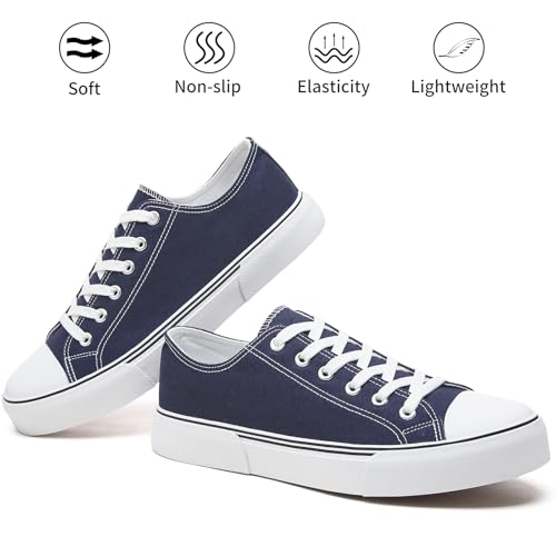 Image of yageyan Men Canvas Low top Shoes Classic Casual Sneakers Black and White Fashion Shoes