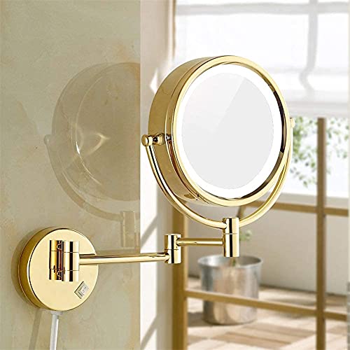 Miroir de maquillage mural pliant gold 7X JCAKES avec prise - 5
