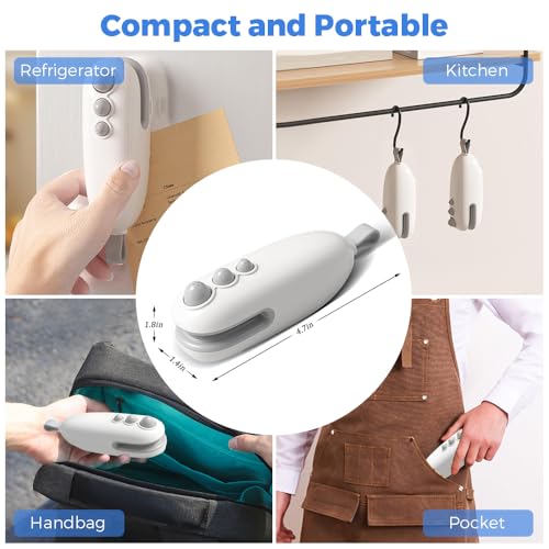 Mini Bag Sealer & Cutter, 2 in 1 Portable Heat Sealer, Rechargeable, White