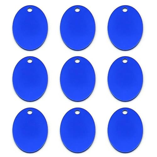 Étiquette personnalisée anti-perte médaille chien ovale bleu 100 pièces