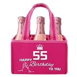 55. Geburtstag Geschenke für Frauen, Lustig Geschenke zum 55 Geburtstag Frau, Filz Flaschentasche 6 Fächer, Faltbarer Flaschenträger für Wein, Bier, Getränke, 55 Jahre alte Geschenke für Frau Mama