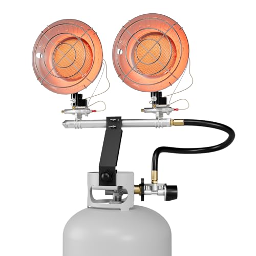 Benass 30,000 BTU Double Tank Top Portable Propane Radiant Heater, Portable Gas Heater with 3 Heating Modes, Shut-off Valve and Tip-over Protection