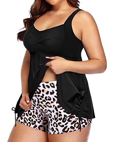 Image of Aqua Eve Women Plus Size Tankini Swimsuit Two Piece Flowy Swimdress Bathing Suits with Shorts