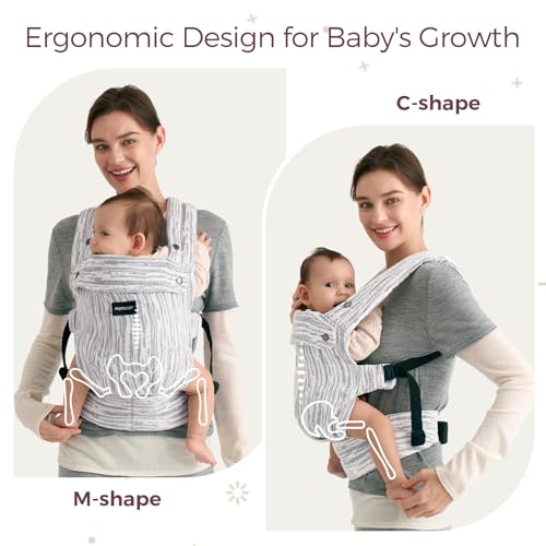 Image of Momcozy Baby Carrier - Ergonomic, Cozy and Lightweight Carrier for 7-45lbs, Effortless to Put On, Ideal for Hands-Free Parenting, Enhanced Lumbar Support, Time Heritage Beige