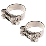 2Pcs Exhaust Clamp Stainless Steel Exhaust Band Clamp Replacement for Motorcycle Water Hose Car Automotive Replacement Exhaust Clamps (48-51mm)