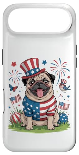 Happy Patriotic Pug Dog 7��4�� ���j�� �X�}�z�P�[�X iPhone Air �p