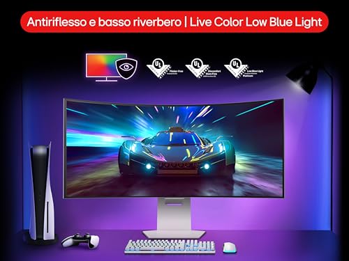 UltraGear OLED 39GS95QE Monitor Gaming 39", 21:9 Curvo (800R), WQHD (3440x1440), OLED, 240Hz, 0,03ms (GtG), G-Sync, FreeSync Premium Pro, HDR 400 True Black, HDMI 2.1, DisplayPort, Bianco - Monitor - Immagine 6
