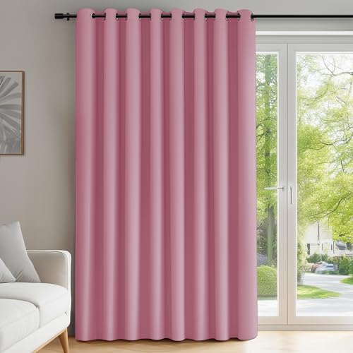 Image of Deconovo Wide Width Grommet Bedroom Curtains for Windows 100 x 84 Inch Pink 1 Panel Blackout Drape