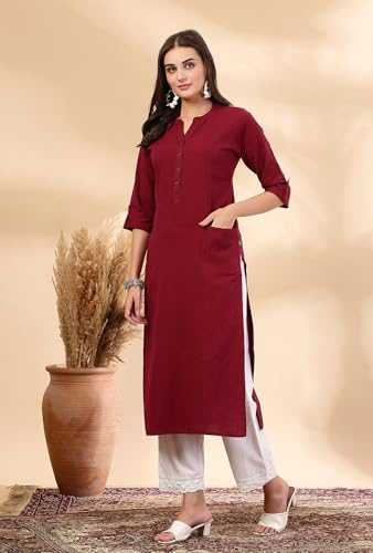 Image of Pistaa's Women's Cotton Straight Fit Straight Kurta