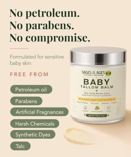 Image of Baby Diaper Balm for Rash Protection with Grass-Fed Tallow & Zinc Oxide
