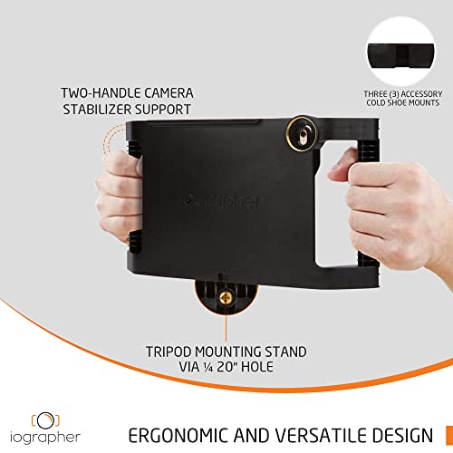 Iographer Ipad Case With Lens Adapter And Handles For Smooth Videos And Photography, Fits Apple Ipad Mini 4Th, 5Th, And 6Th Gen, Ipad Holder And Stabilizer For Professional Video Output - Black #TOP2