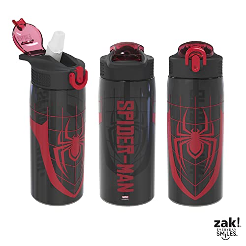 Image of Zak Designs Spider-Man 25oz Leak-Proof Straw Kids Water Bottle, Plastic
