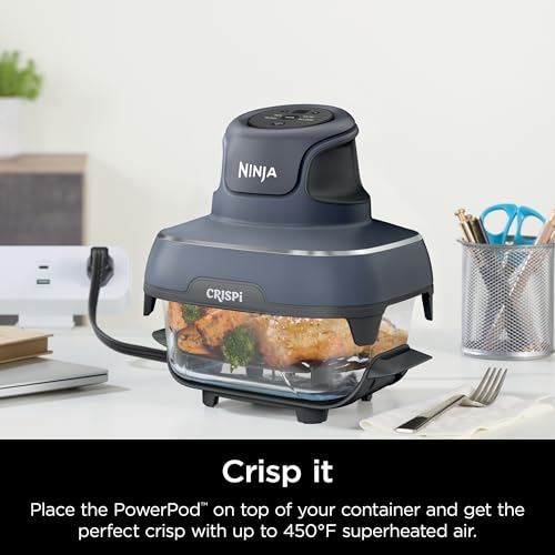 Image of Ninja 6-Cup 2-Pack CleanCrisp Glass Containers for Meal Prep & Leak-Proof Storage Lids, Compatible with Crispi Portable Cooking System FN101 Only, Microwave, Freezer & Dishwasher Safe, XSKSFN2X6CUP