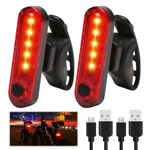 Pack LED Rear Bike Tail Lights, Ultra Bright USB Rechargeable