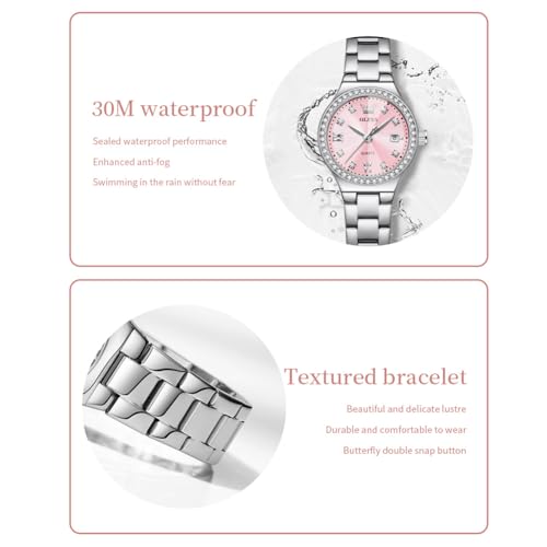 Image of OLEVS Watch Women Silver Stainless Steel Dress Analog Luminous Watch