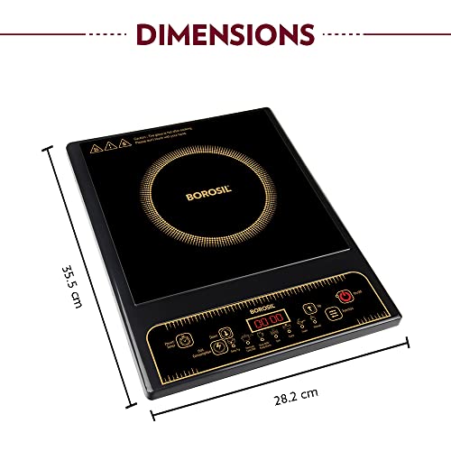 Image of Borosil Smartkook Electric Induction Stove, Glass Surface, Energy Saving, Flame-free Cooking,Black, 1400W