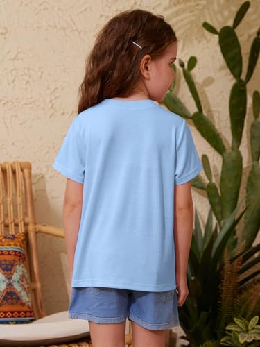 Image of ZDC Girls' Short Sleeve Shirts Kids Crewneck T-Shirts Summer Tops Basic Tees 5-14 Years