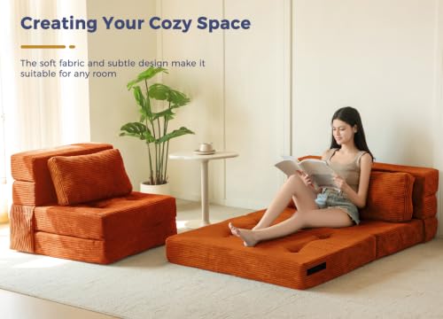 Image of MAXYOYO Convertible Sofa Bed, Fold Out Sofa Couch with Pillow for Adults