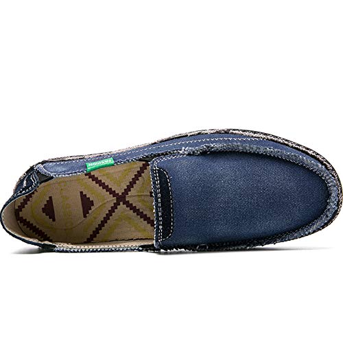 Image of CASMAG Men's Casual Cloth Shoes Canvas Slip on Loafers Vintage Boat Shoes | Breathable material, lightweight, Easy slip on & off, Comfortable, Non-Slip, Fashionable