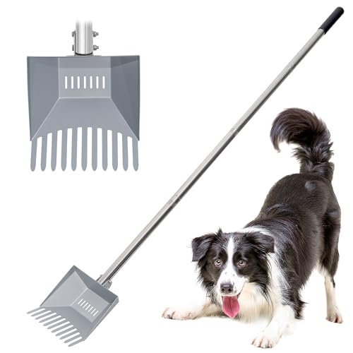 CKLT Heavy Duty Pooper Scooper 66in Tempered Spring Steel Scoop Long Stainless Steel Handle Dog Pooper Scooper for Large Dogs Outdoor Pet Waste Removal Shovel