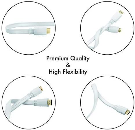 HDMI Cable Flat 10 ft, High Speed(4K 60Hz) Hdmi 2.0 Cord, 2160p HD 1080p 3D/4K Video/Ethernet/Audio Return Channel for Fire TV, Apple TV, Blue ray Players, PS4, PS3, Xbox One, Xbox 360 - White