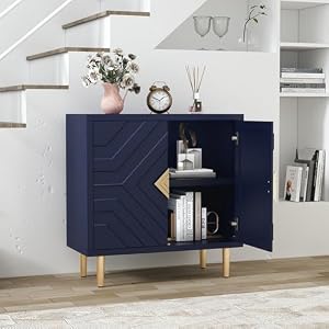 HLR Sideboard Storage Cabinet with 2 Doors Accent Cabinet with Decorative Embossed Pattern Doors Sideboard Buffet Cabinet for Living Room Kitchen Dining Room Hallway