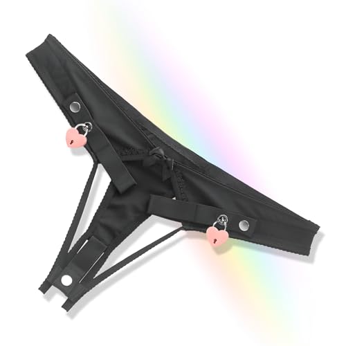 Crysore Heart-Shaped Lock Chastity Panties with Pink Sissy Cock Cage Anti-Off Chasity Belts in 2 Sizes Adult Sex Toys for Mens Penis Training (M,Black)