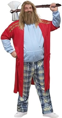 Arvilhill Men's Halloween Adult Cosplay Costume Thor Hoodie Fat Man Outfit Full Set Red Blue Suit XL