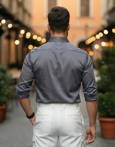 Image of IndoPrimo Men's Stylish Satin Shirt for Party and Casual Wear - Exclusive Designer Full Sleeve Shirt for Men - Pilar