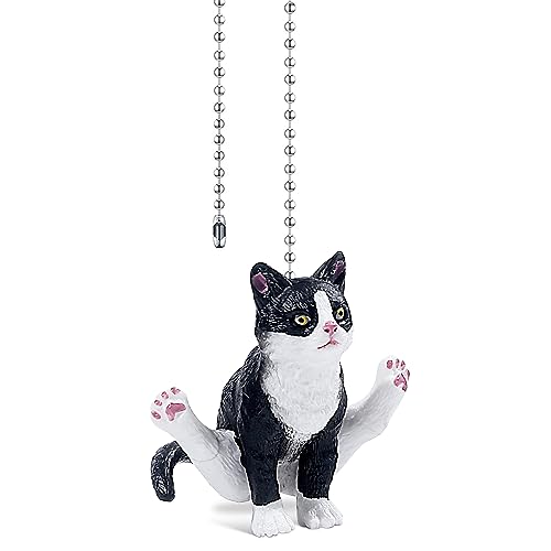 Image of Cat Ceiling Fan Pull Chain,Cute Realistic Gym Cat Fan String Pulls Charm Extension Decorative,12in 3mm Diameter Beaded Fan Light Pull Chains Extender Ornaments with Connector for Kids Room