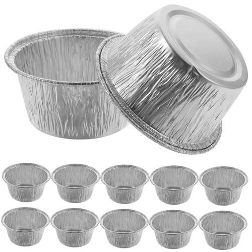 ZUNOXAZ 100 piezas Unidades Tazas Aluminio para Hornear Postres Moldes Resistentes Alta Temperatura Tartaletas Cupcakes Pudding Uso Hogar Restaurante