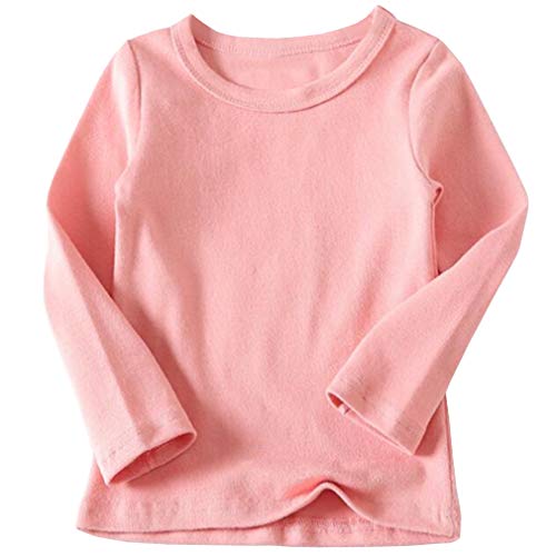 Image of Niyage Toddler Soft Thick Crewneck Tee Tops Girls Comfort Basic Long Sleeve T-Shirt