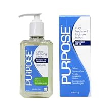 Purpose Skincare Kit Gentle Cleansing Wash, 6 fl oz & Dual Treatment Moisture Lotion with SPF 10, 4 oz - Dermatologist Developed, Oil-Free, Set of 1 Each