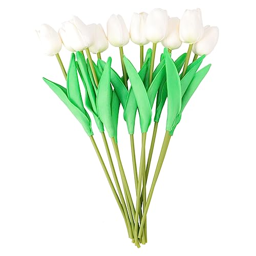 GHMYU Artificial Flowers 10 Pezzi Ornamenti Domestici Tulips Finti Vaso Finto Tulips pu Tulips Bundle Artificiali Bianchi Artificial Plants