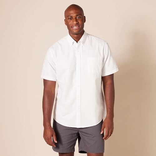 Amazon Essentials Men's Regular-Fit Short-Sleeve Oxford Dress Shirt, White, Large - Image 6