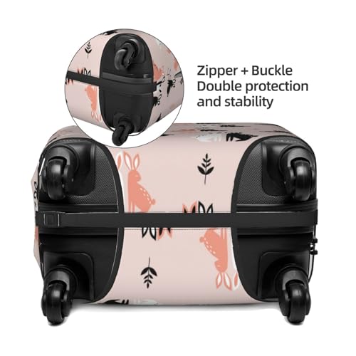 Bohemian Rabbit Black White Pink Luggage Cover Protector Anti-Scratch Washable Fits 18-32 Inch Luggage-X-Large4