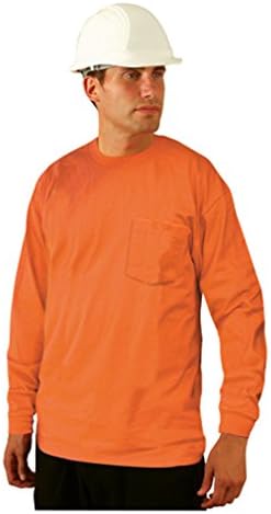 Classic Cotton Hi-Viz LONG SLEEVE T-shrt w/Pocket - MEDORANGE
