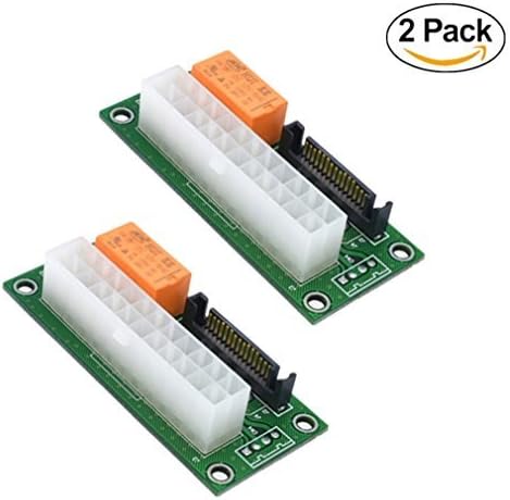 Dual PSU Power Supply Adapter,2 Pack Add2PSU ATX 24Pin to SATA Multiple Power Supply Sync Starter Extender Cable Card For ETH ZEC BTC Miner Machine