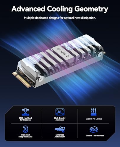 Image of ORICO OS5 1TB SSD for PS5 Expansion, M.2 PCIe 4.0 NVMe Drive with 7450MB /s Read Speed, TLC NAND, Pre-Installed Heatsink Engineered for PS5 Airflow Path, Ready for Direct Installation