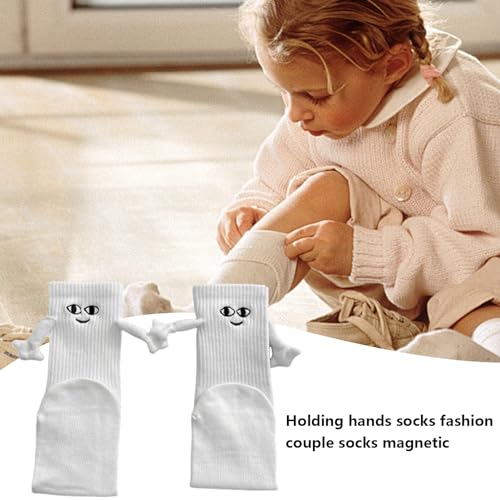 2 meias engraçadas com sucção magnética 3D para casais – Meias mãos dadas – Meias mão em mão – Meias