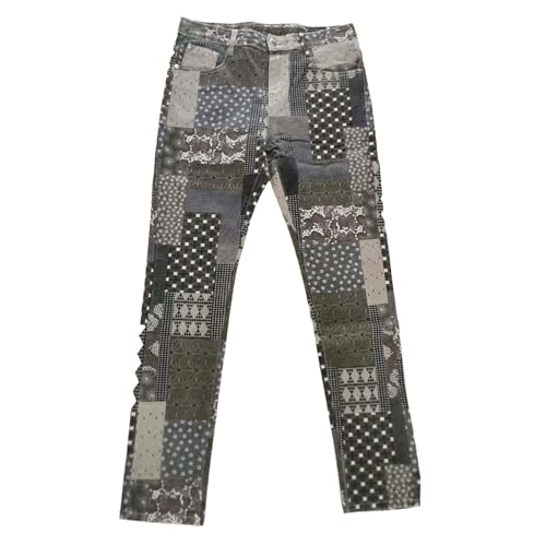 Jean elastique homme denim slim stretch pantalon droit cylindre plaid